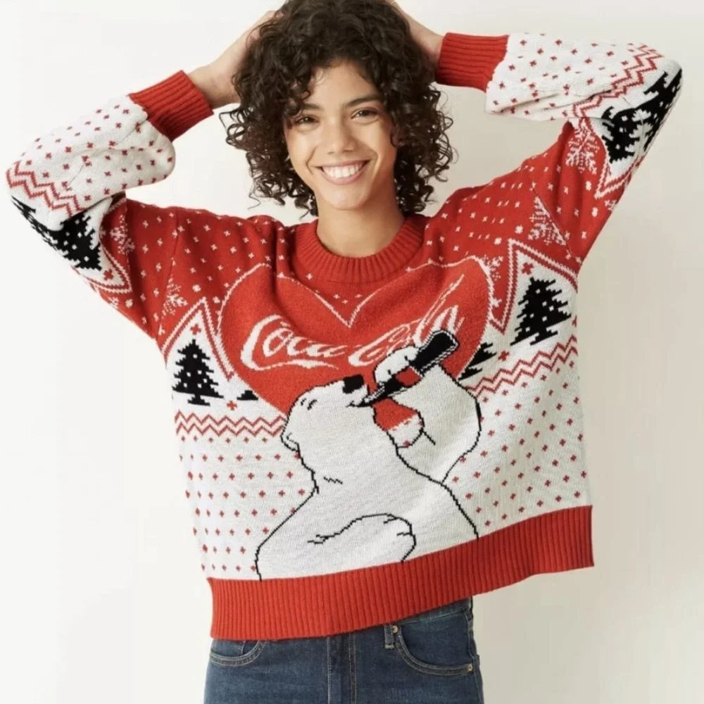 Coca Cola Polar Bear oversized Heart Sweater - Picture 2 of 6